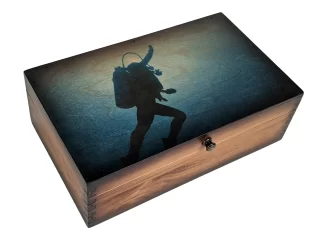 Scuba Diver Ascent Medium Wood Box