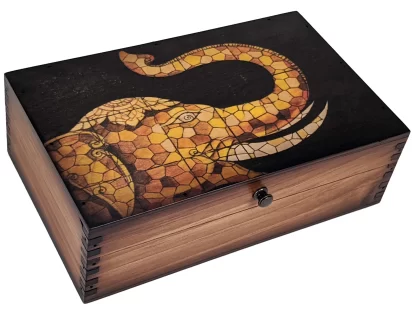 Elephant Mosaic Wood Box