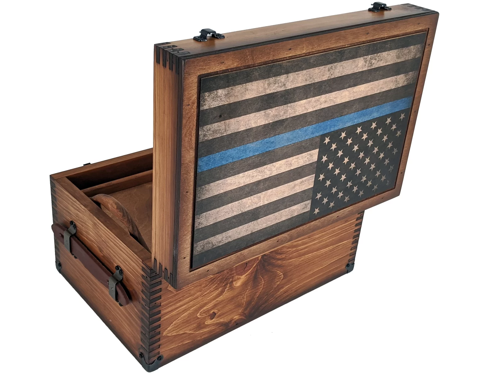 Personalized Thin Blue Line Wood Docking Station, Law Enforcement