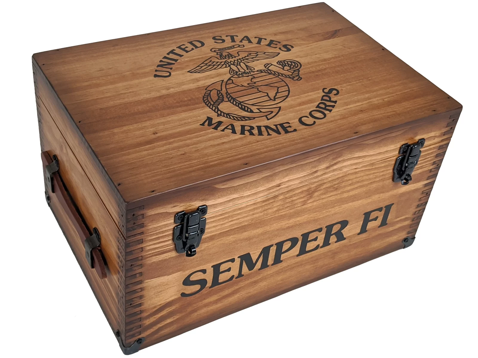 Marine Corps Keepsake Footlocker - Relic Wood