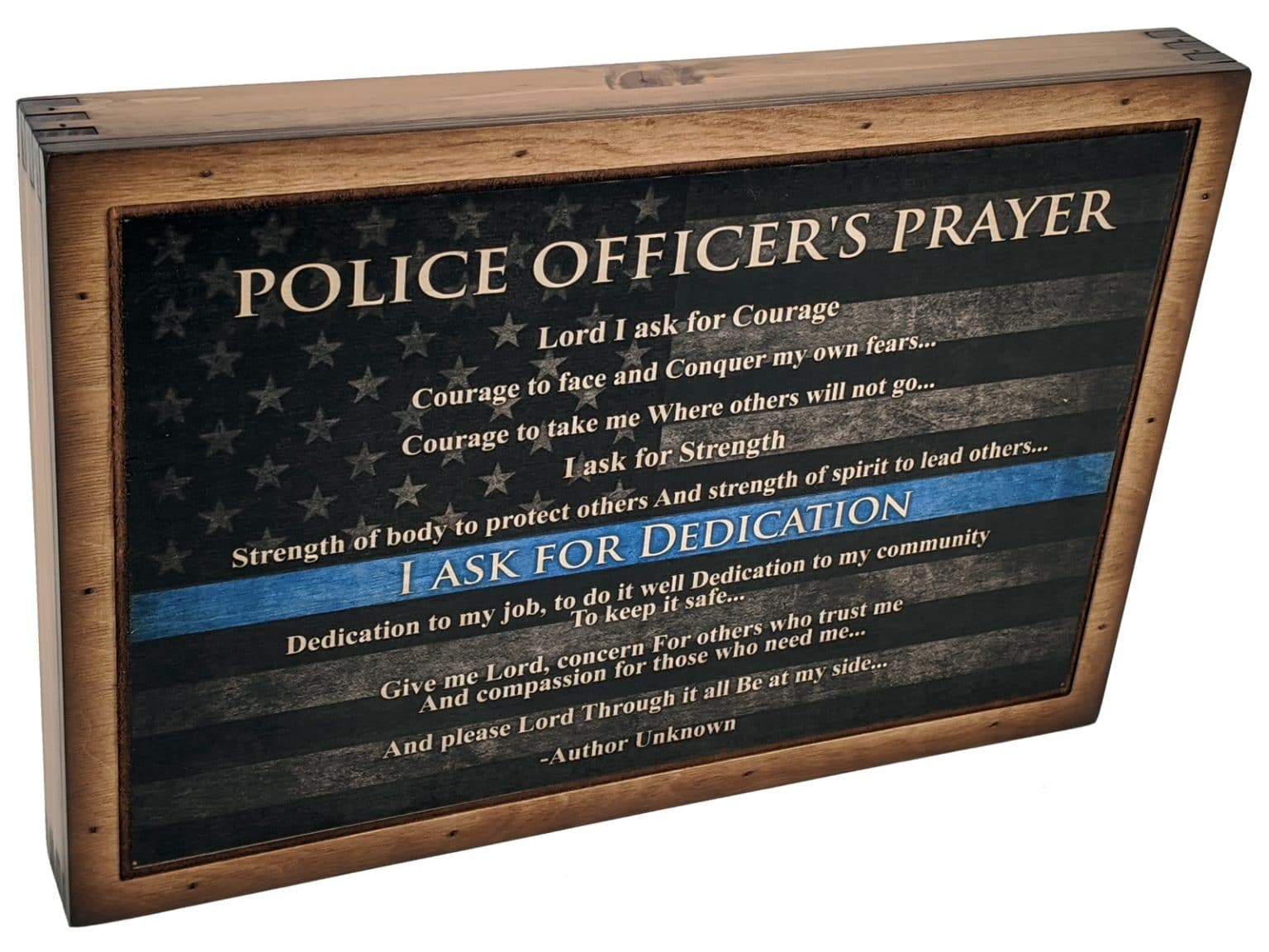 Police Officers Prayer Wall Art Relic Wood