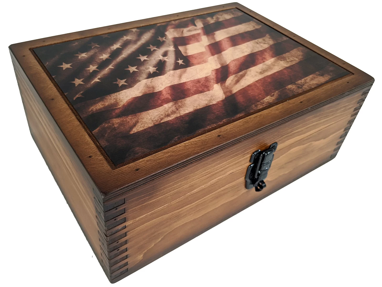 American Flag Challenge Coin Display Box - Relic Wood