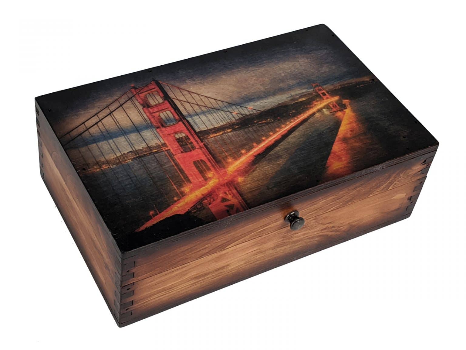 Golden Gate Bridge Medium Wood Box - Relic Wood
