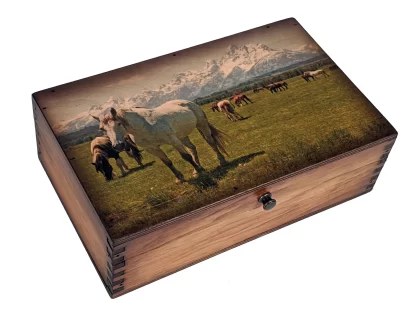 Teton Horses Medium Wood Box