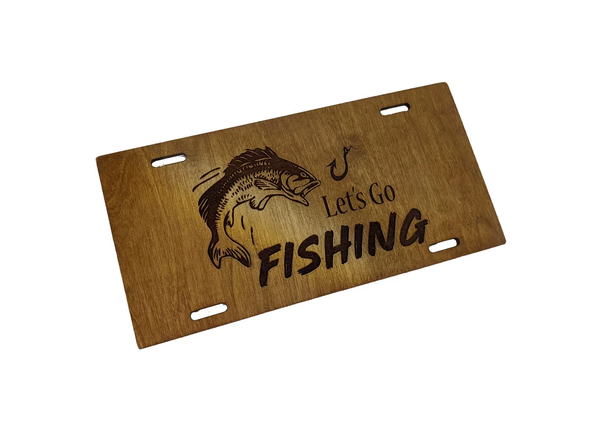 Lets Go Fishing Wooden License Plate On Sale Now - Relic Wood